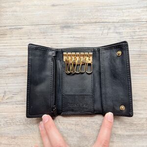 Vintage Wilsons Leather Black Genuine Leather Key Holder Wallet Case Organizer